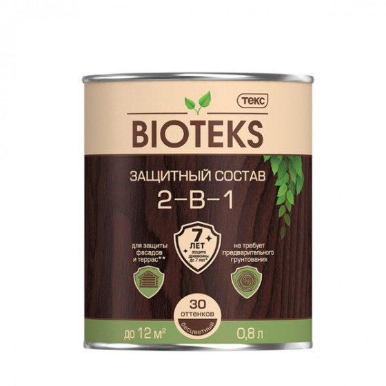 Антисептик Текс Bioteks 2-в-1 декоративный для дерева бесцветный 0.8 л