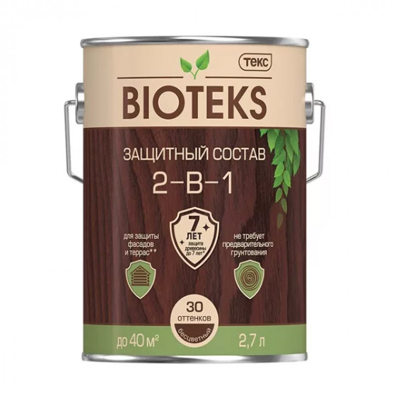 Антисептик Текс Bioteks 2-в-1 декоративный для дерева бесцветный 2.7 л