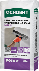 Шпаклевка гипсовая финишная белая Основит PG36 W Элисилк 20 кг